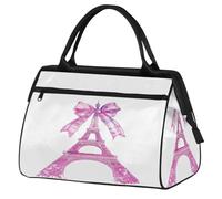 Bow Knot Eiffel Tower Travel Duffle Bag for Women Men Kids Boys Girls Weekend Overnight Bags 24 L Holdall Tote Cabin Bag for Sports Gym Yoga
