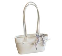 Bow Knot Tote Shoulder Bag for Women PU Leather Handbag | Solid Color Tote Bags Trendy Underarm Pouch Large Capacity Commuter Purse for Work School Daily Outings