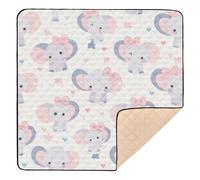 Bow Little Elephant Beige Soft Padded Baby Play Mat for Floor Portable Tummy Time & Crawling Mat for Baby Kids Toddlers Infants, 50'' x 50''
