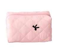 Bow Makeup Bag, Portable Cosmetic Pouch, 6.3inches Aesthetic Organizer, Spacious Storage Compartments, Easy-to-Clean Material for Travel, Daily Use, Material Polyester