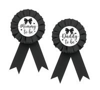 Bow Mom to Be Tinplate Badge Pin, Black BowTie Daddy to Be Button Pin, Black Rosette Bowknot Mom/Dad to Be Award Ribbon Button for Parents, Gender Reveal Party Supplies