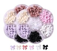 Bow Nail, 2Pack Colorful Bow for Nail 3D -Knot Art Colorful Decorations Set for DIY Jewel Stones Art Rhinestones Style 1Nail