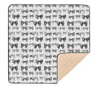 Bow Newspaper Black White Cute Foldable Baby Play Mat for Floor Water Resistant Padded Play Mat for Baby Toddler Infant, 50'' x 50''