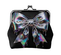 Bow Pattern Leather Coin Purse for Women-Small Kiss Lock Wallet, Mini Card Holder for Keys Lipstick, Cute Change Purse for Travel