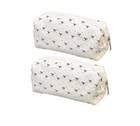 Bow Pencil Case, 2 Pc Cute Bow Pencil Pouch, Pen Bag with Bows Pattern, Portable Bowknot Makeup Bag Stationery Aesthetic Organizer for Travel Cosmetic Office Supplies Crafts