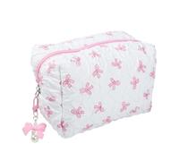 Bow Pencil Case - Adorable Preppy Pink Bow and Heart Pencil Case, Coquette Makeup, Student Stationery Organizer, Y2k Organizer Makeup Bag for Girls Women, Prefect for Stationery Toiletries Travel