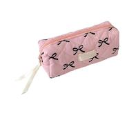 Bow Pencil Case - Cute Pencil Case with Zipper, Portable Bow Makeup Bag Aesthetic Stationery Pouch, Multifunctional Cosmetics Holder Organizer for Skin Care Products, Erasers, Rulers