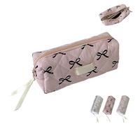 Bow Pencil Case, Cute Pencil Case with Zipper, Portable Bow Makeup Bag, Pink Bowpencil Pouch, Aesthetic Stationery Pouch, Cosmetics Holder Organizer for Skin Care Products, Erasers, Rulers(C)