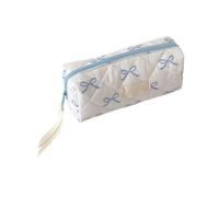 Bow Pencil Pouch - Pencil Case Girls | Quilted Pencil Pouch with Zipper, Portable Bow Pencil Case, Colorful Travel Toiletry Bags for Home, School, Studio, Hotel and Travel Accessories, Blue, Refer to
