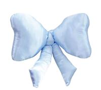 Bow Pillow - Luxe Throw Pillow Silky Satin Weave - Oversized Bow Silhouette (Baby_Blue)