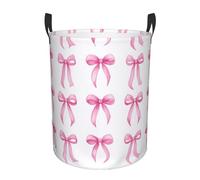 Bow Pink Laundry Basket Hamper Kids Storage Basket Toy Organizer Bin For Bedroom, Bathroom, College Dorms, Boys And Girls