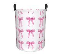 Bow Pink Laundry Basket Hamper Large Kids Storage Basket Toy Organizer Bins For College Dorms, Boys Girls Baby Bedroom,Bathroom