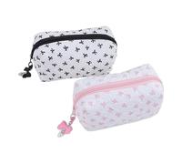 Bow Pouch Smooth Blow Lock 2 Pcs Ladies Makeup Bag, Smooth Fly Organizer Aesthetic Pouch for Ladies Girls Beauty Travel School