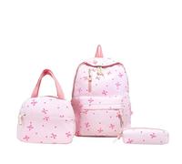 Bow Printed School Backpack Set with Lunch Bag Pencil Case 3 Pieces School Bags for Teens Girls Boys Aesthetic Daypack Handbag Schools Backpack for Girl Women Travel Rucksack