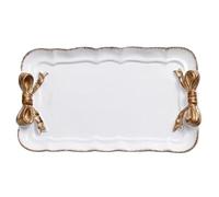 Bow Resin Jewellery Storage Tray Decorative Plate Makeup Organizer Home Decor For Necklaces, Earrings(Rectangle white)