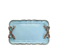 Bow Resin Jewellery Storage Tray Decorative Plate Makeup Organizer Home Decor For Necklaces, Earrings(Rectangle blue)