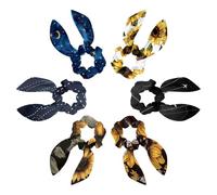 Bow Scrunchies for Hair, 6 Pcs Cute Rabbit Bunny Ear Scrunchies, Sunflower in White Background Scrunchy Hair Ties Bowknot Ponytail Holders for Women Girls