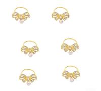 Bow Shaped Napkin Ring with Pearls and Gold Plated Finish for Refined Dining Experience in Hotels Restaurants or Homes
