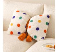 Bow-Shaped Pumpkin Cushion Cover - 50cm Tufted Plush Pillow Case with Embossed Pumpkin Pattern, Cosy Autumn Throw Pillow for Sofa, Bed & Chair, Halloween Fall Decor (C)