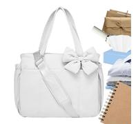 Bow Shoulder Bag, Soft Bows Tote Bags for Women, Adjustable Strap, Elegant Handbag, Clutch for Travel, Teenagers, Girls, School, Office, Work, Party, Formal Evening, White, Siehe Beschreibung
