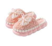 Bow Slippers House Slippers For Women Men House Shoes Memory Foam Plush Bedroom Indoor Outdoor Shoes, Pink a, 5-6 Women/4.5-5 Men
