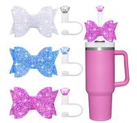 Bow Straw Cover Topper for Stanley Cup, Silicone Straw Toppers for Tumbler with Handle 40oz, Cute 0.4in Straw Covers Cap, Dust-Proof Reusable Straw Lids for Stanley Cups Accessories