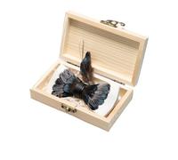 Bow Tie Feather Bow Tie Handmade Men's Brooch Wooden Box Sets(Color5)