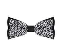 Bow Tie for Men,Black Gray White Leopard Print Adjustable Pre-Tied Bow Tie for Wedding Work Party
