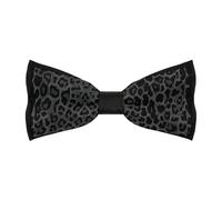 Bow Tie for Men,Grey And Black Leopard Print Adjustable Pre-Tied Bow Tie for Wedding Work Party