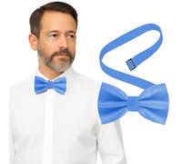 Bow Tie for Men Polyester Solid Pretied Bowties Adjustable Tuxedos Bowtie for Weddings & Groom’s Gift - Bow Ties for Women, Baby Blue, Pack of 1
