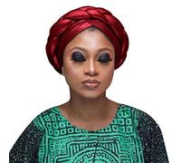 Bow Tie Frisian Braid Hat Muslim Ruffle Wrap Hat Sleep Caps Satin Lined Hair Caps Outdoor Sun Hat (Red, One Size)