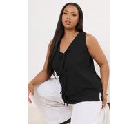 Bow Tie Front Textured Waistcoat Yours Black 26-28