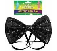 BOW TIE GLITTER 12 X 7CM BLACK