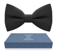Bow Tie House Classic Pre-Tied Bow Tie Formal Solid Tuxedo (Medium, Black)