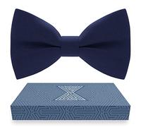 Bow Tie House Classic Pre-Tied Bow Tie Formal Solid Tuxedo (Medium, Navy Blue)