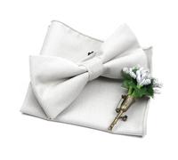 Bow Tie Mens Wedding Bowtie Brooch Set Romantic Solid Color Fiber Bowknot Flower Lapel Pin Blue Pink Cravat Suit Shirt Accessory(Color3-2)
