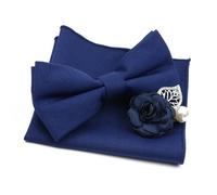 Bow Tie Mens Wedding Bowtie Brooch Set Romantic Solid Color Fiber Bowknot Flower Lapel Pin Blue Pink Cravat Suit Shirt Accessory(Color8-8)