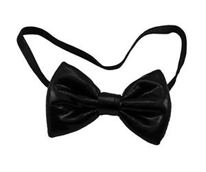 Bow Tie Metallic Black, Novelty Fancy Dress Item with Elastic Fastening