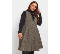 Bow Tie Pinafore Dress Yours Brown 26-28