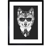 Bow Tie Wolf With Sunglasses Unframed Art Print Poster Wall Decor 12x16 inch