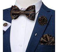 Bow Ties for Men Black Gold Floral Self-tie Butterfly Knot for Suit Formal Dress Tuxedo Wedding Gifts for (Color : A, Size : 11.43 x 6.85 cm) (A 11.43 x 6.85 cm)