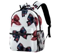 Bow Ties Hearts Pattern Backpack for Teen Girls Boys, School Bag for Elementary Middle Students