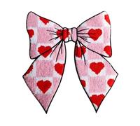 Bow Valentines Day Iron on Patches Large Size Romantic Heart Embroidered Iron on Patch Holiday Plush Patches for Clothes for Couples Clothing Backpack Shirt Decoration DIY Craft Gifts 1 Pcs