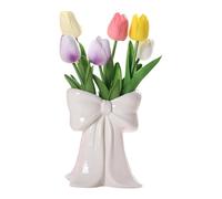 Bow Vase for Flowers,Ceramic Bow Display Centrepiece Tabletop,Decorative Bouquet Flower Vases - Display for Bookshelf Tabletop Bedroom Working Place Cafe Coffee Shop Dining Room Kitchen Mantel Living