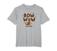 Bow Wow for Now: Adorable Dog Lover Paw T-Shirt, Men's Big and Tall, Heather Grey, 5X Tall