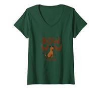Bow Wow for Now: Adorable Dog Lover Paw V-Neck T-Shirt, Women, Forest Green, XL