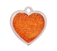 Bow Wow Meow BWM Fashion Personalized Pet ID Tags | Laser Engraved Pets Durable, Strong ID Custom Name Identity Tags for Kitty Puppy Cats Dogs - Small Sparkle Heart, Orange