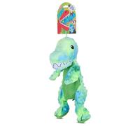 Bow Wow Stuffing-Free Plush Dino Dog Toy - Crinkle & Squeaker - Durable Tug & Chew Toy - Colors May Vary