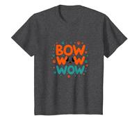Bow Wow Wow Playful Dog Lover Design with Paw T-Shirt, Kids, Dark Heather Grey, 3 Years