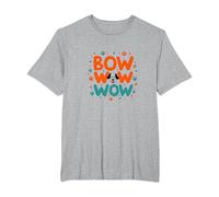 Bow Wow Wow Playful Dog Lover Design with Paw T-Shirt, Men's Big and Tall, Heather Grey, 3X Tall